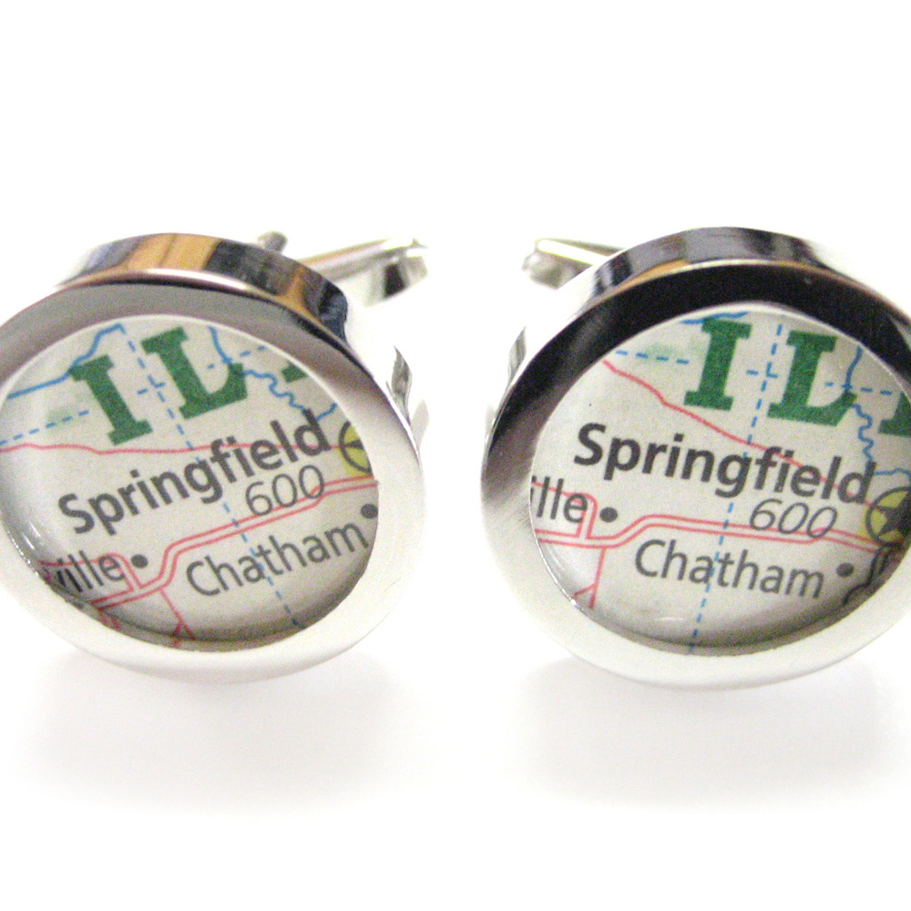 Springfield Illinois Map Cufflinks - image 1